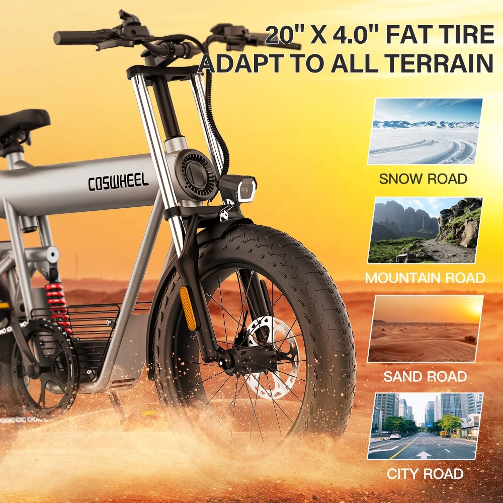 英国、EU、米国倉庫 COSWHEEL T20 スノー電動自転車 ファットタイヤ