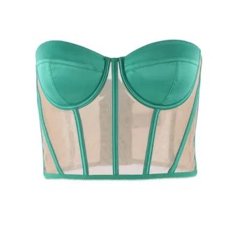 Satin And Mesh Corset Top Slimming Shapewear 2024 Most Popular Sexy Shapewear