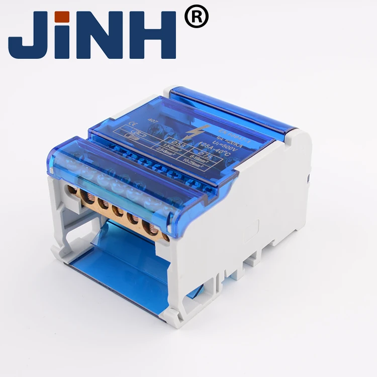 Direct Factory High Quality JH8407 With 4 Copper Bar Metal Box Din Rail Bar Terminals Connector Box From Jing Hong