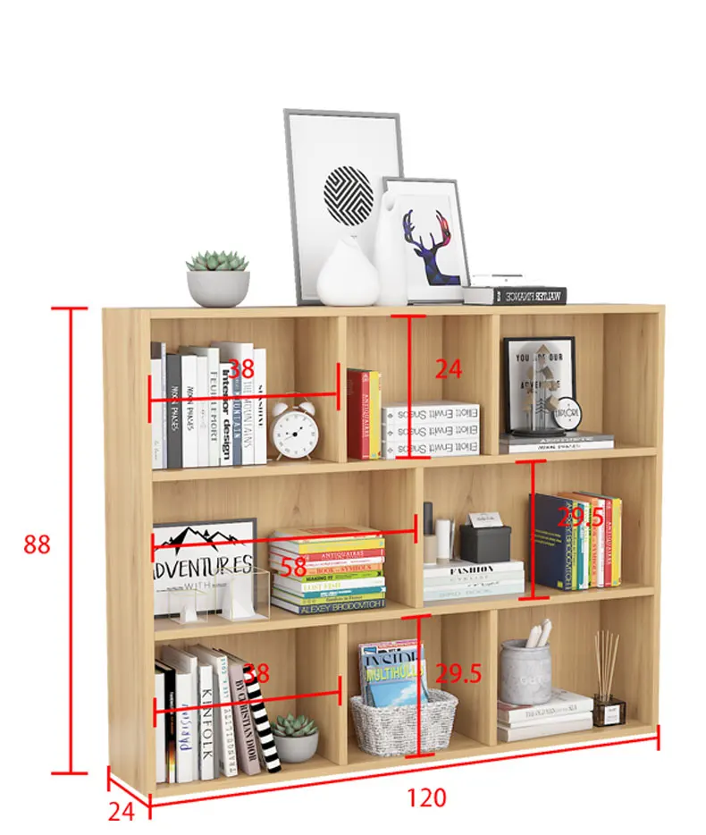 YQ Forever Wooden Bookshelf with Space for Living Room Office Library Furniture
