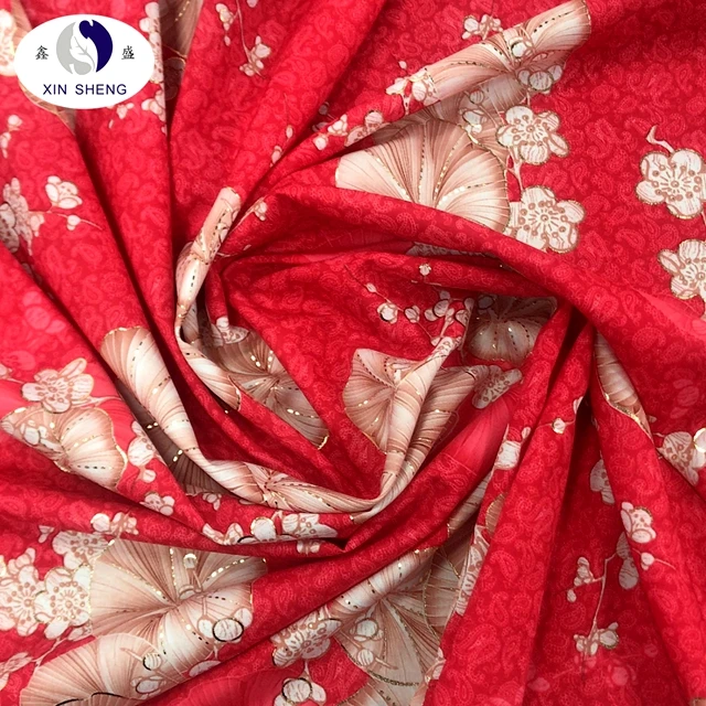 Poly 4 Way Stretch Supersoft Gold Foil Printing Fabric