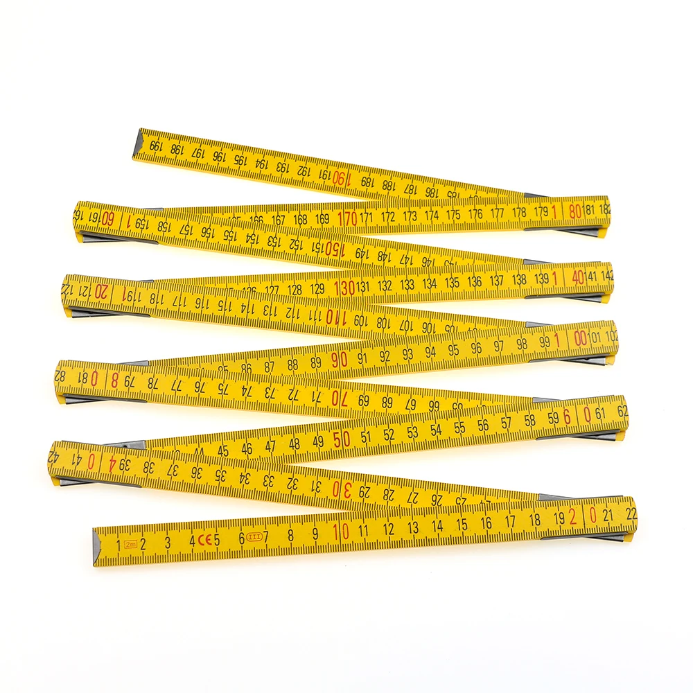 BECOL High Quality Woodworking Drawing Measuring Tools Multi-functional 2M Wooden Folding Ruler with Custom Logo
