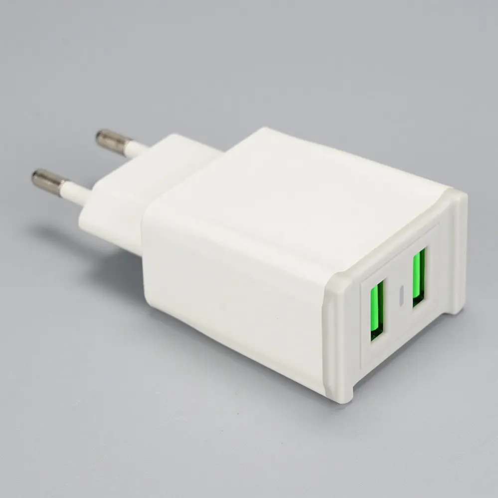 EU/Europe Plug 2 USB-A White Travel/Wall charger 110V-230V 2122