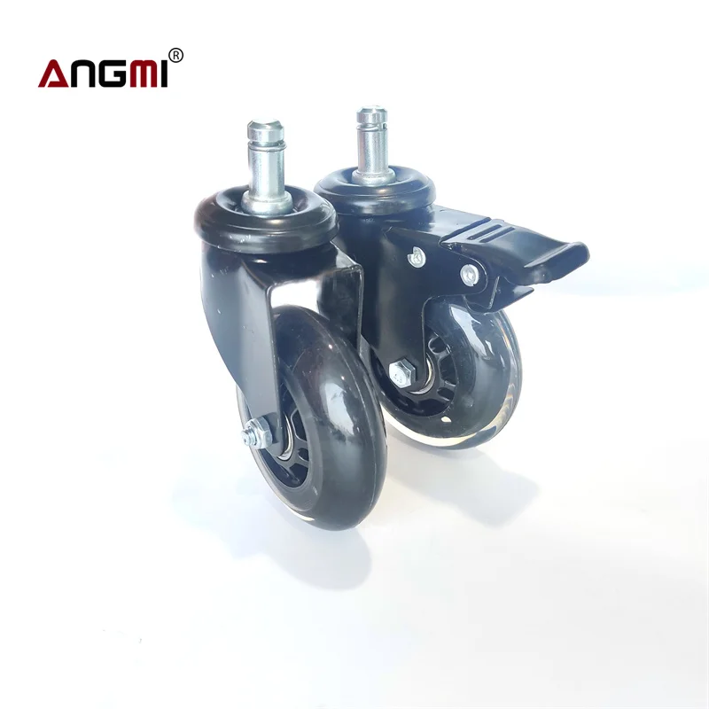 Замена 3 дюймов черный нейлон ПУ ролики для офисного кресла рупорное кольцо стволовых шарнирного соединения мебели колесики M11 * 20 с