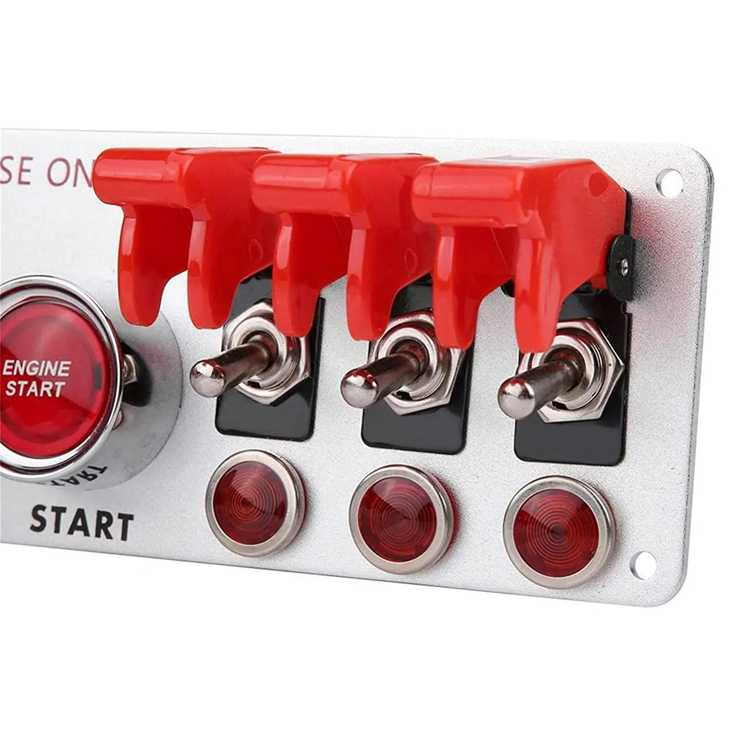 12V Racing Car Engine Start Push Button Panel With LED Toggle Switches (ES05)