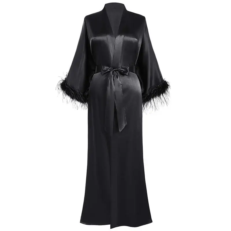 2022 Wholesale New Arrival Satin Kimono Robe Femme Long Bath Robe Women ...