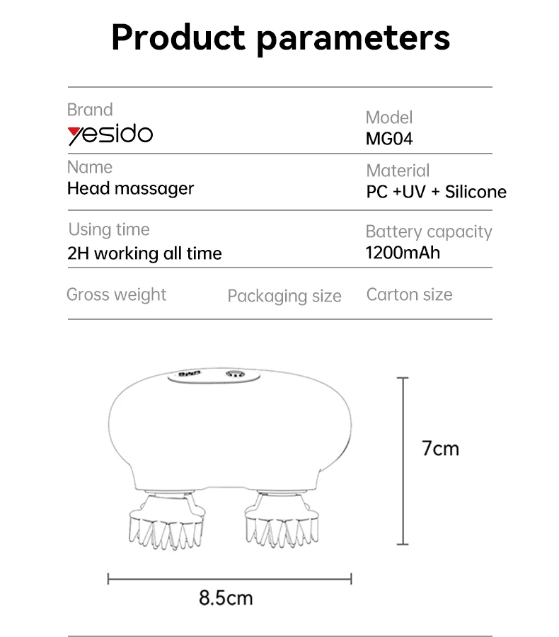 Yesido IPX7 Waterproof Performance EMS Low Frequency Massage Red Light Irradiation Head Massager