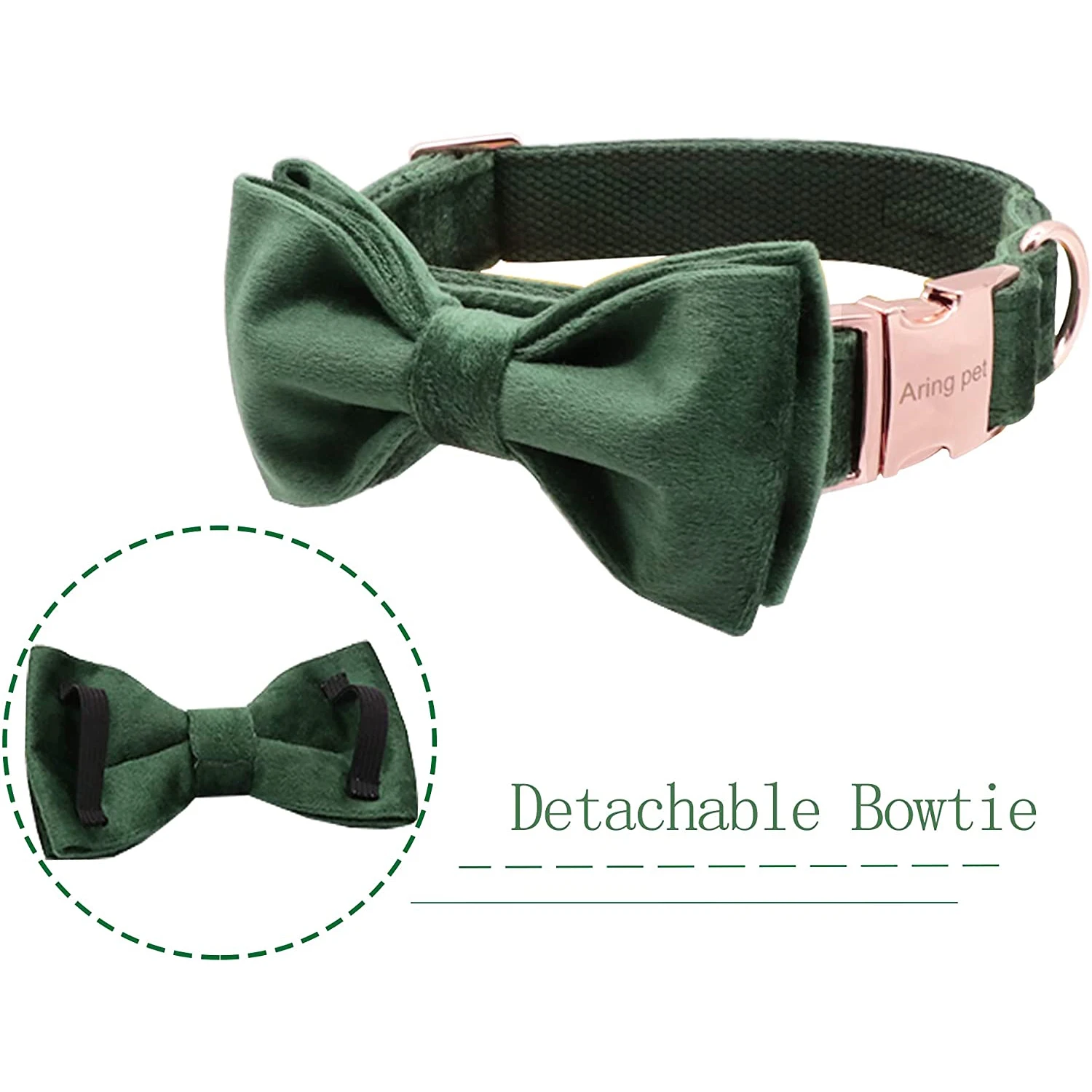 Bowtie Velvet Adjustable Simple Bow Custom Dog Collar for Girl and Boy Dog