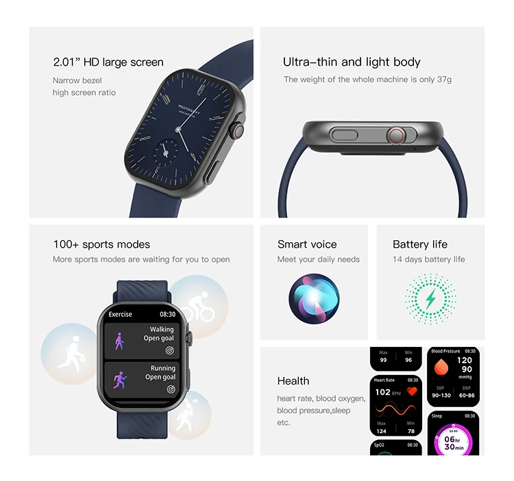 2023 Reloj Inteligente  ZL80B Smart Watch Blood Pressure Blood Oxygen GPS Movement Track Smartwatch
