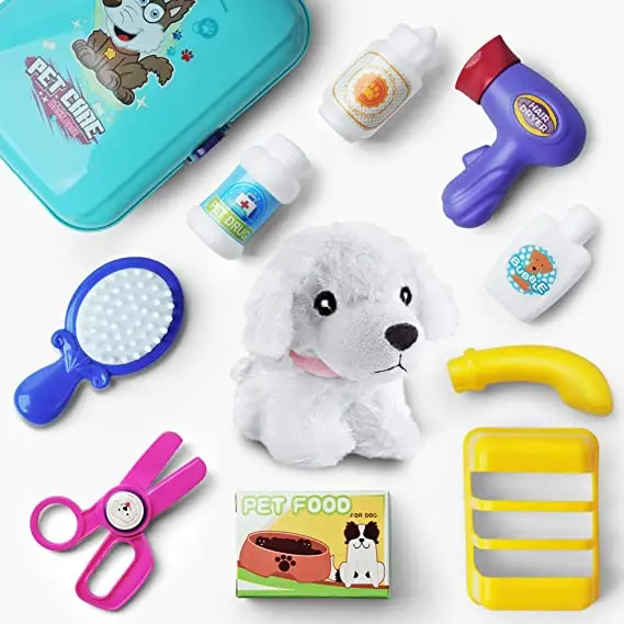 Gifts for Kids Dog Grooming Doctor Kit Pet Care Play Set