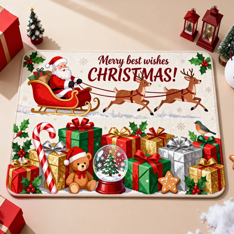 Custom Nylon/Polyester Reversible Stain Resistant Non-Slip Door Mat with Inkjet Printing for Home Entrance