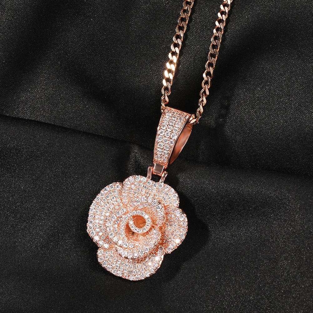 rose gold iced out pendant