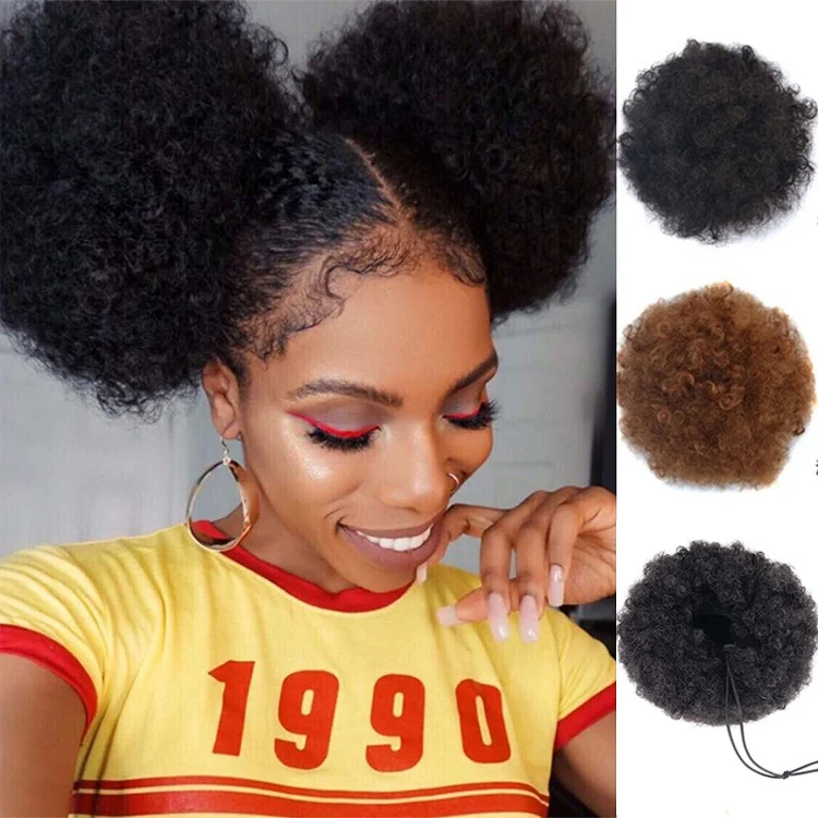 Synthetic Afro Puff Hair Extensions Fluffy Kinky Curly