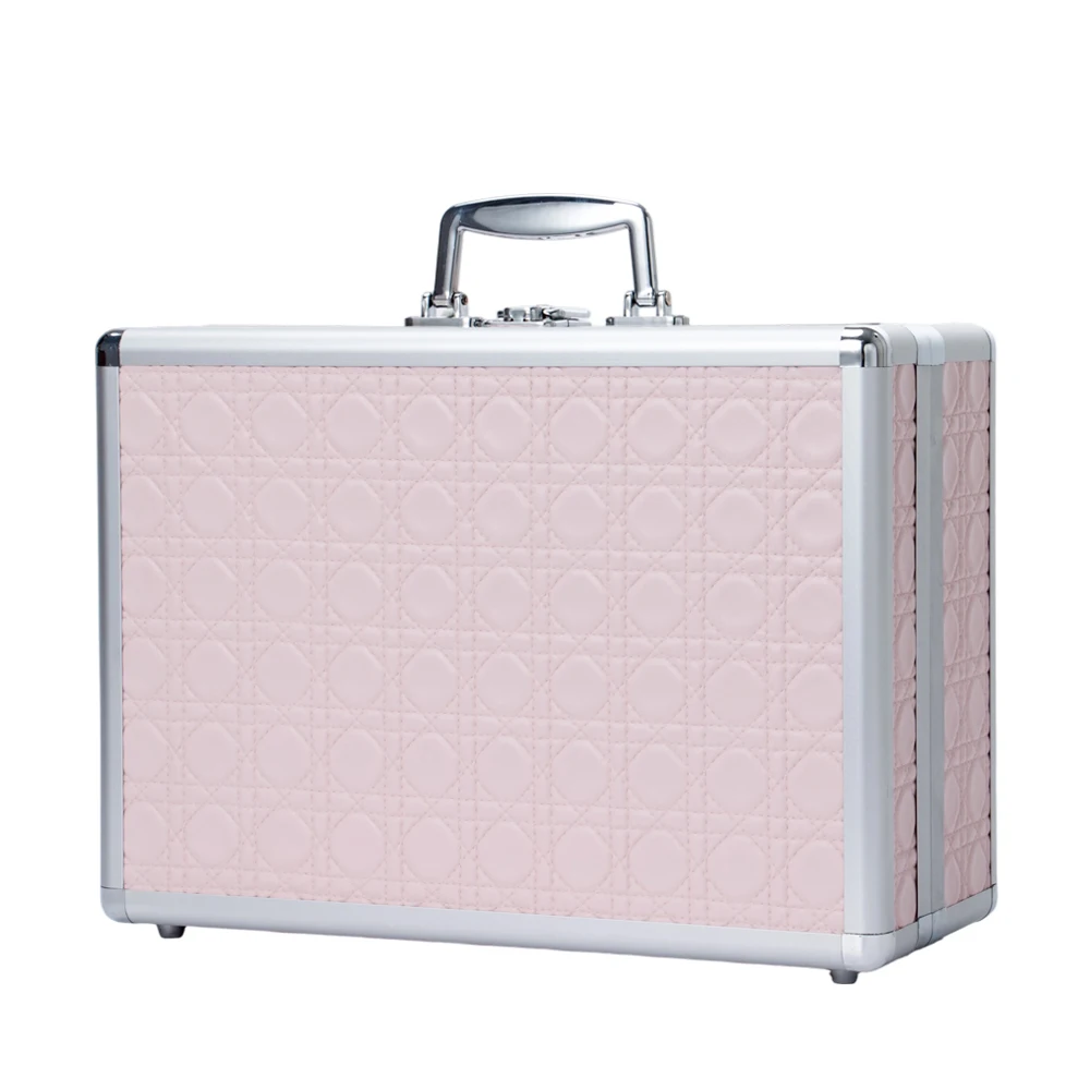 Custom Professional Pink Crocodile Pattern Makeup Train Case