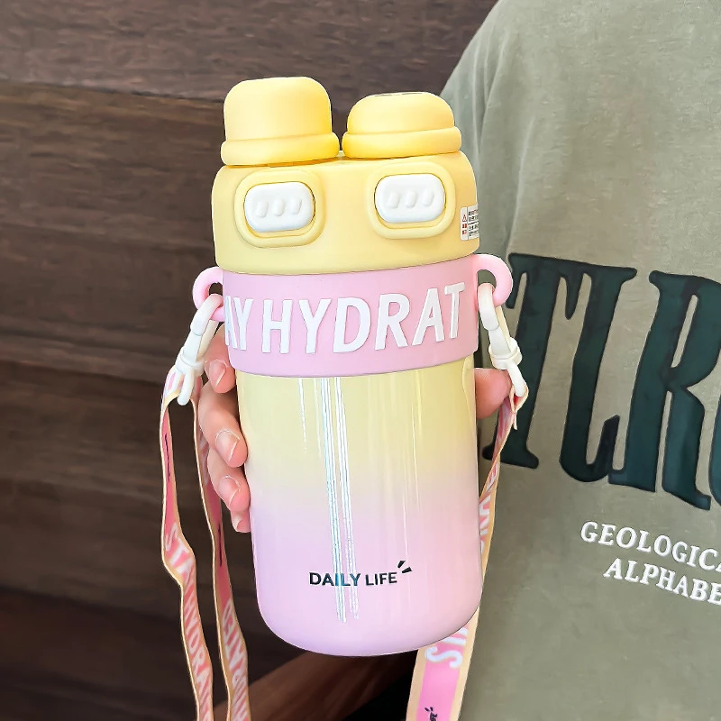 V53 Cute 540ml Double Drink Stainless Steel Tumblers Coffee Mug