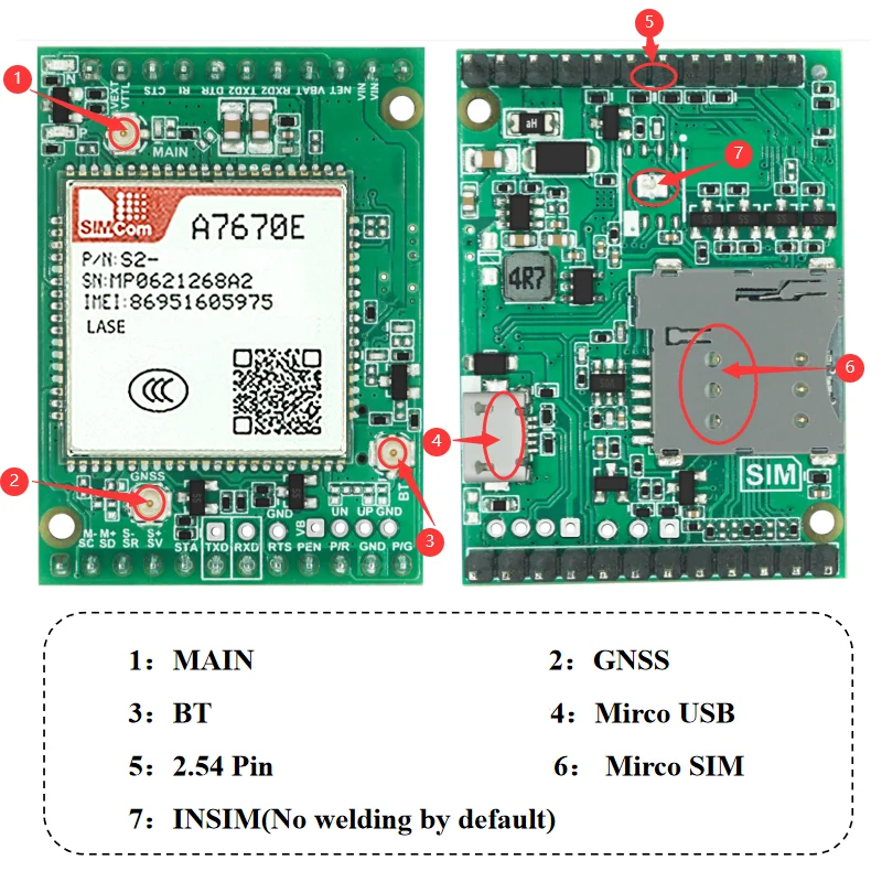 Simcom A7670e-lase Lte Cat.1 Wireless Communication Module A7670e Fase ...
