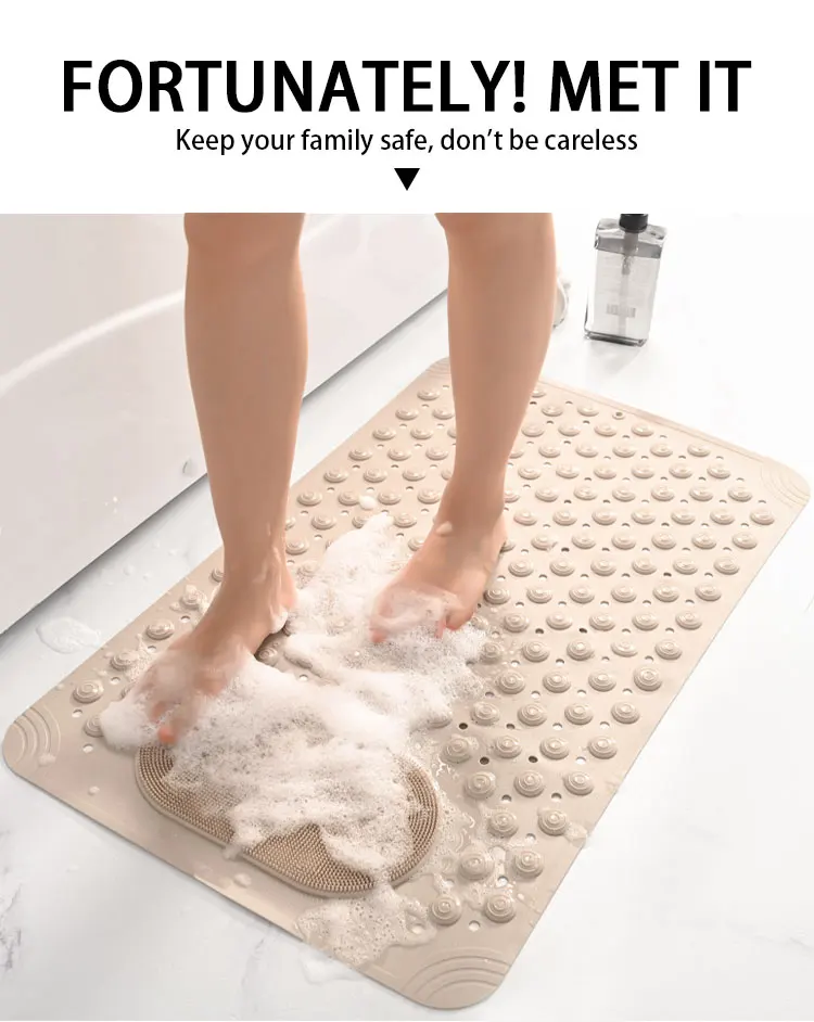 New Design Non Slip Bath Tub Mats Massage Bathroom Mat with Suction Cup and Drain Hole Machine Quick Drying Shower Floor Mat factory