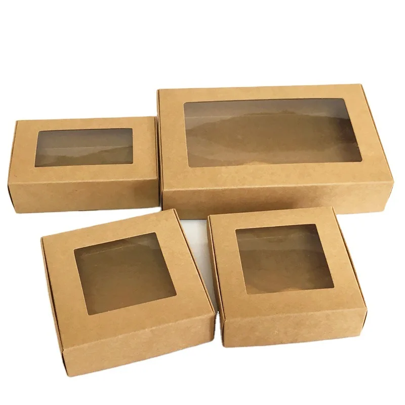 Kraft Paper Bakery Boxes Pastry Box Packaging With Clear Display Window