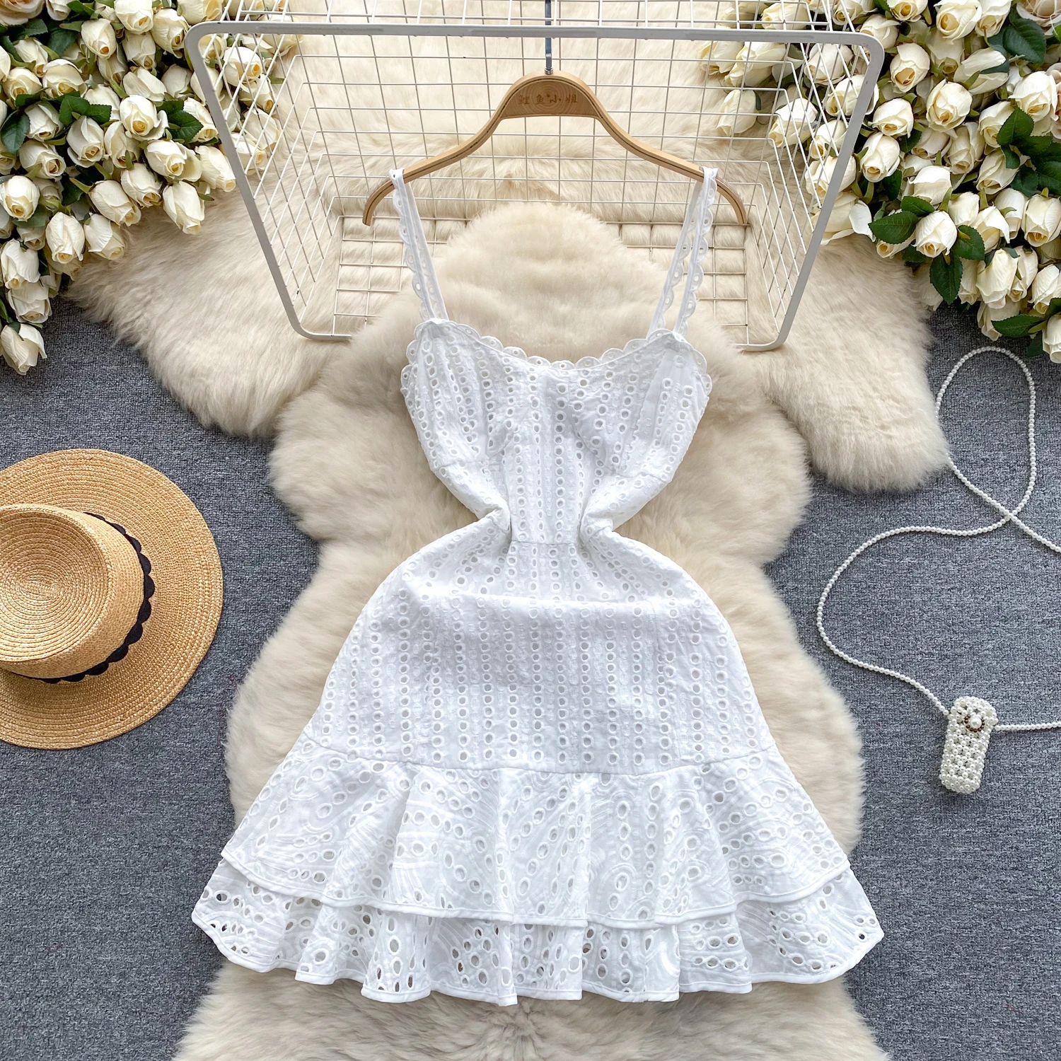 LE2156 Seaside Vacation Mini Dress Women Heavy Embroidery Hollow Out Ruffled Short Dress Luxury Socialite Party Halter Dresses| Alibaba.com LE2156 Seaside Vacation Mini Dress Women Heavy Embroidery Hollow Out Ruffled Short Dress Luxury Socialite Party Halter Dresses| Alibaba.com