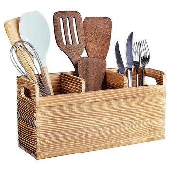 Storage Box Solid Wood Box Desktop Storage Restaurant Knife and Fork Kitchen Cutlery Organizing Wooden Box