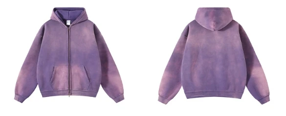 Vintage Cotton Hoodie Men Distressed Washed Oversized Heavyweight Women Plain Color Casual Autumn Fall Winter