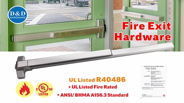 Surface Mounted SS304 Aluminium Panic Door Push Bar