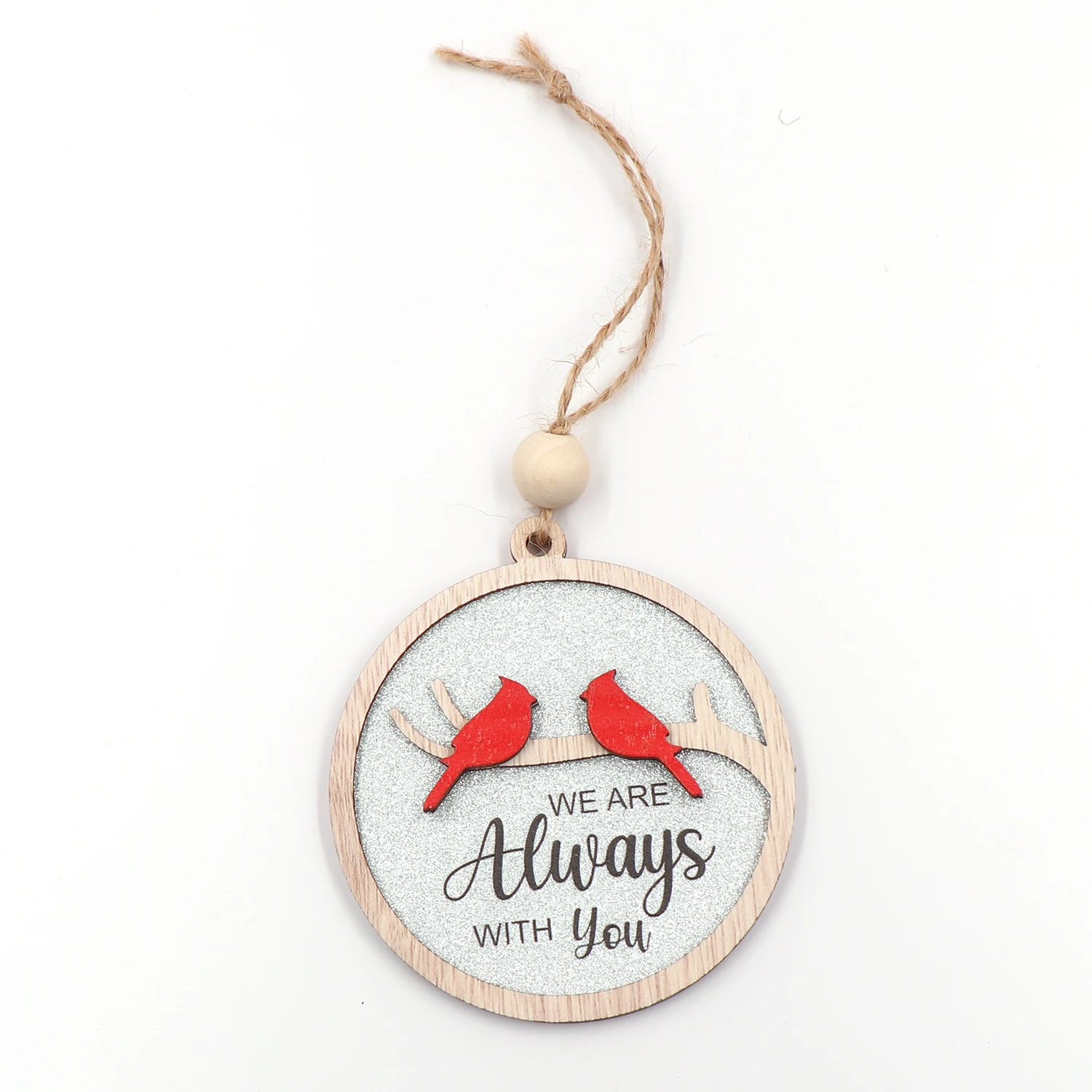 Customized CHA246CH1397 We Always with You | Customized Cardinal Memorial Christmas Tree Ornament Bauble W/strings Beads 3inches Wide