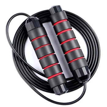 Wholesale Free Memory Foam Weighted Skipping Rope with Plastic Ball Bearings Adjustable Length Speed Jump Rope
