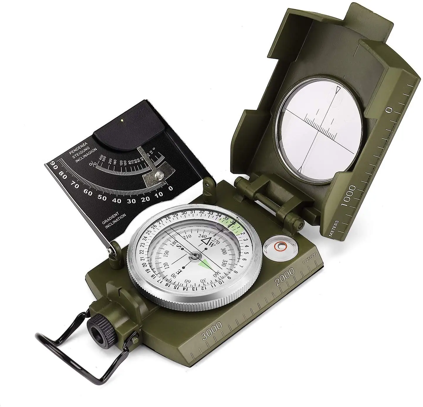 Bassizo Military Compass Clinometer Altimeter with Tripod Accuracy Sighting Waterproof Shockproof Lensatic Geological Compass for Distance Army Sand Table Outdoor Camping Hiking Teaching 