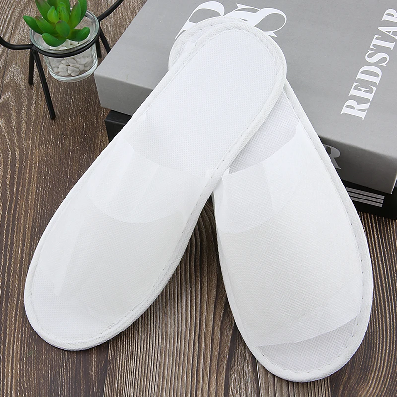 Custom Wholesale Portable cheap Travel Eco Guestroom Disposable Lightweight White Hotel Slippers
