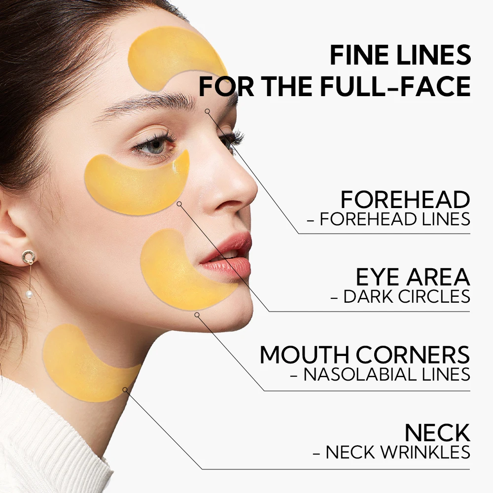 Lanbena Reusable 24k Gold Eye Maskswith Collagen Under Eye Patches Hydrogel Skin Care Gold