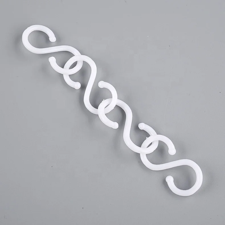 Plastic Large S Shape Hook Multi Purpose White for Door Back Hanging Clothes Kitchenware Bathroom Nail Free S Hook