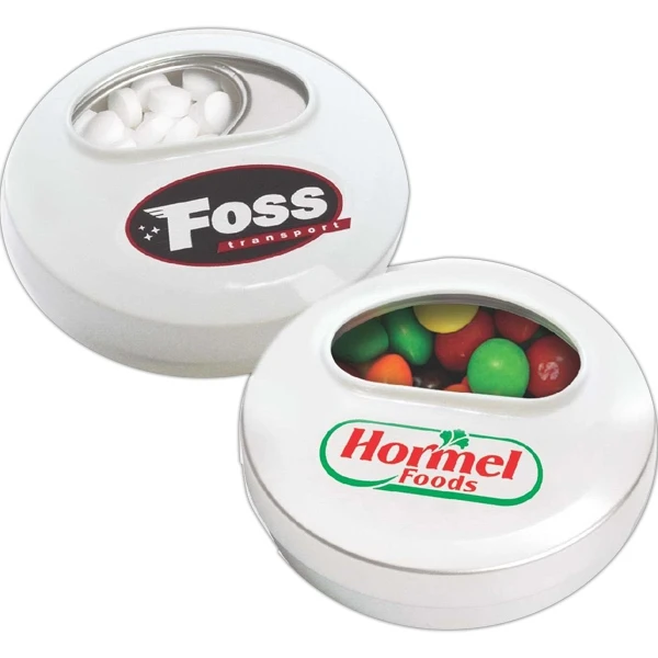Custom Click Clack Metal Mini Round Mint Gum Candy Tins eclipse Slider Breath Mint Tin Twisting Mint Tin Box Packaging