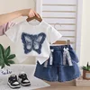 2611 Set due pezzi a maniche corte Butterfly bianco