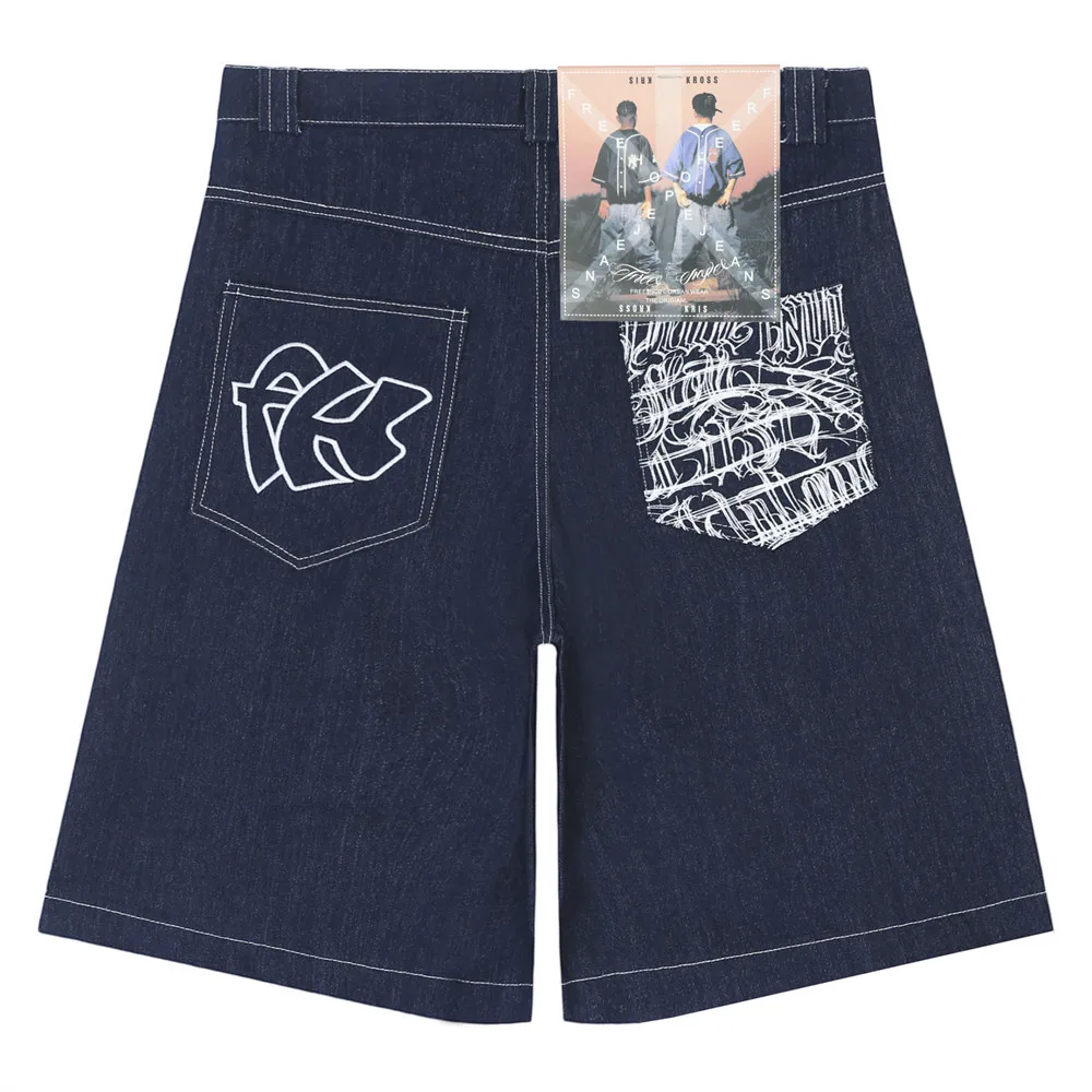 Clothing Manufacturers Letter Painting Embroidery Loose Custom Denim Shorts Men Men's Shorts