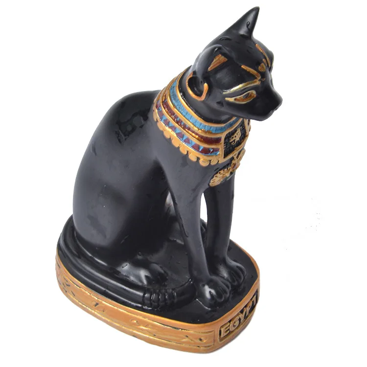 resin feline goddess small egyptian cat statue for home decor