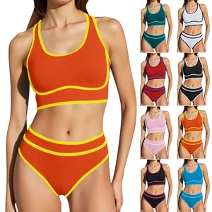 Custom Women Two Piece Athletic Neck High Cut Bikini Sport Swimwear High Performance Quick Dry Stretch Spandex/Polyester 2026