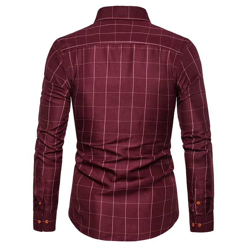 Buine Work Office Camicia a righe Caual Manica lunga Plaid in cotone Sociale Formale Dre Plus Size Uomo Traspirante574_voghion.com