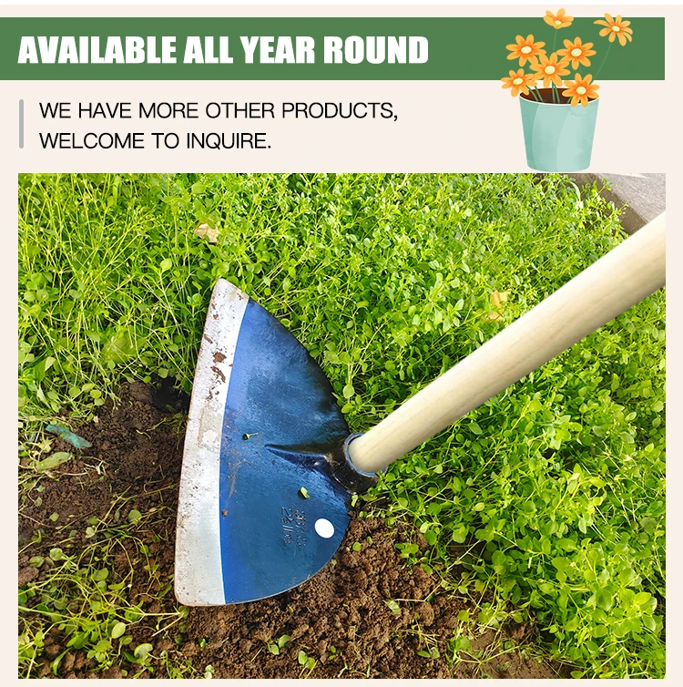 product chinese factory customized  wooden  handles  forged  steel garden  metal farming  tool half  moon weeding  hoe head-8