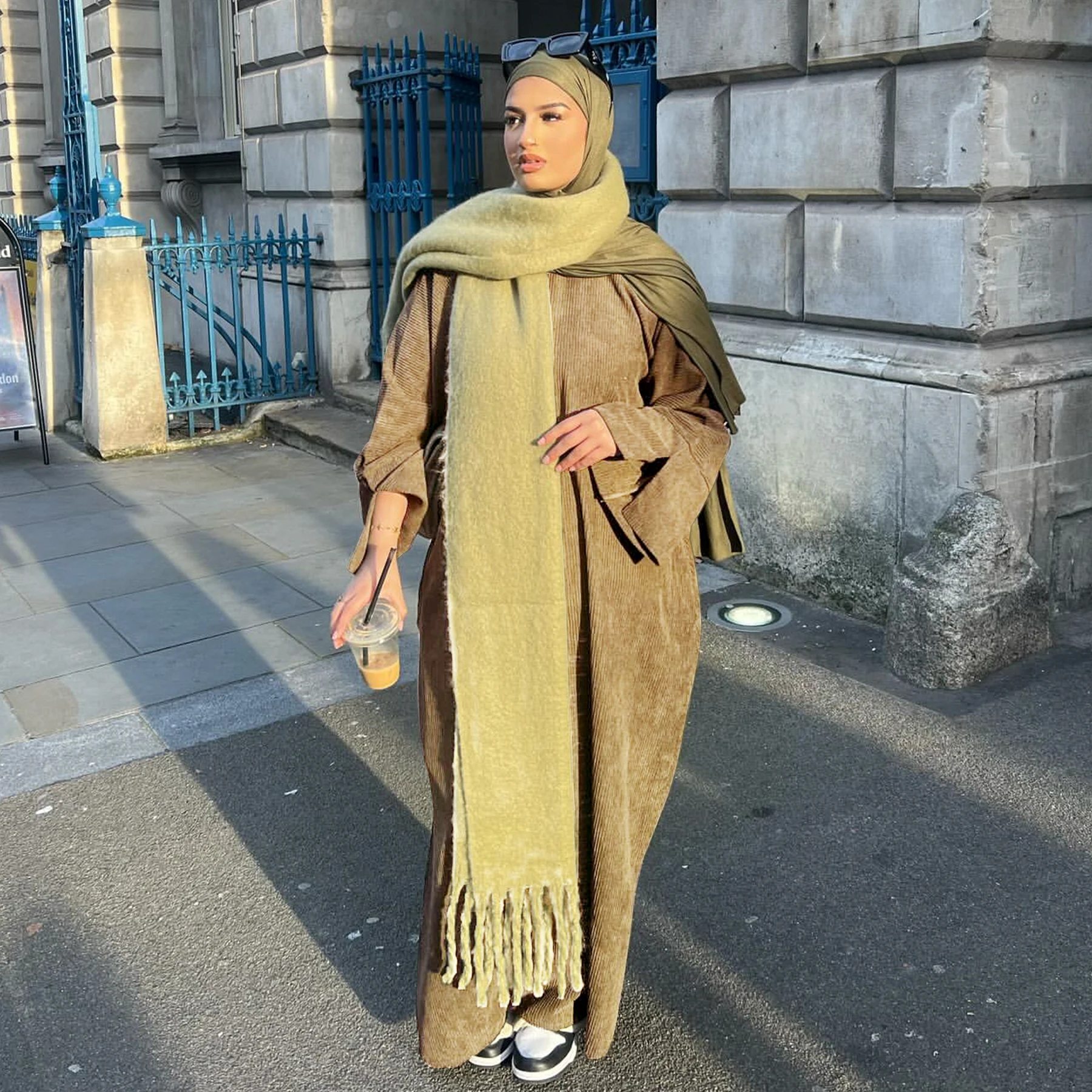 Modest Women Fall Winter Plain Dress Long Sleeves Comfort