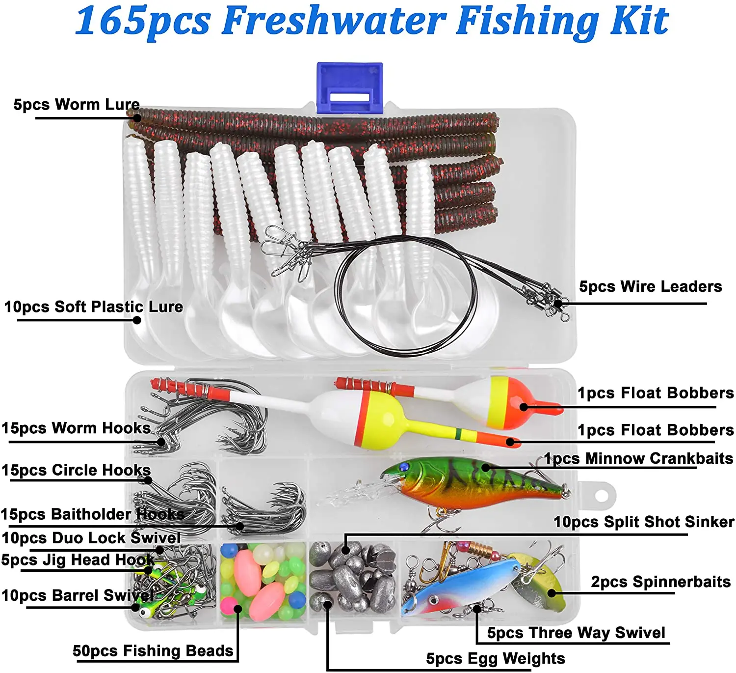 165PCS Starter Fishing Kit Includes Wood