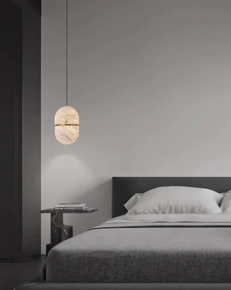 Simple Marble All-Copper Small Pendant Light for Nordic Luxury Restaurant Bedroom Bedside Lighting,for Villa