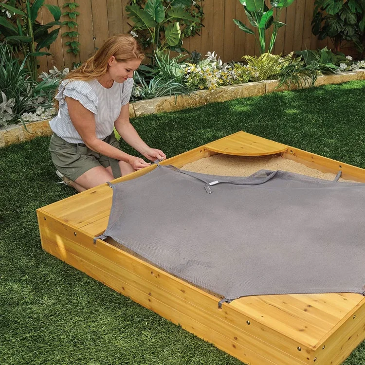 Newest Design Outdoor Wooden Sandboxes with Cover Sandpit Sandbox for Children 2 Kids 1 Sandbox