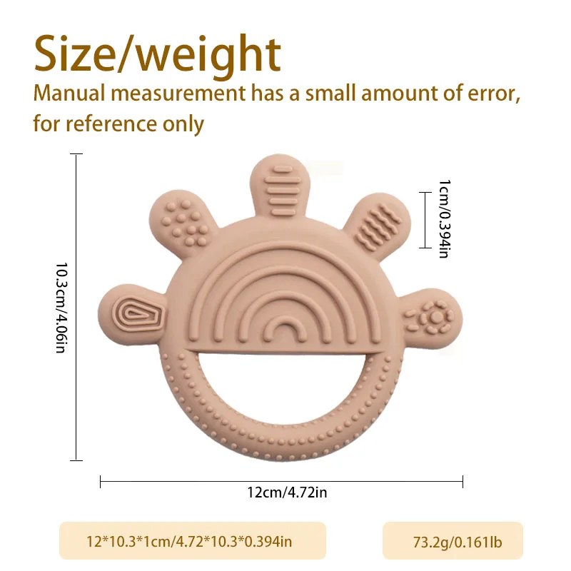 Organic Silicone Round Unisex Baby Teether New Design Anti Wean Style Soothing Chewable Rattle Teething Ring Toy manufacture