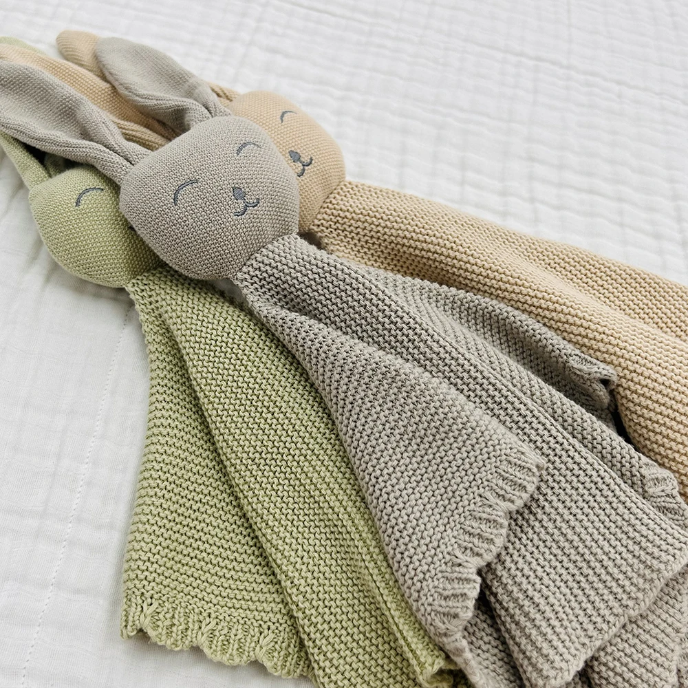 Newborn Soft Head Stuffed Cuddle Toy Infant Rabbit Organic Cotton Baby Sleeping Security Blanket