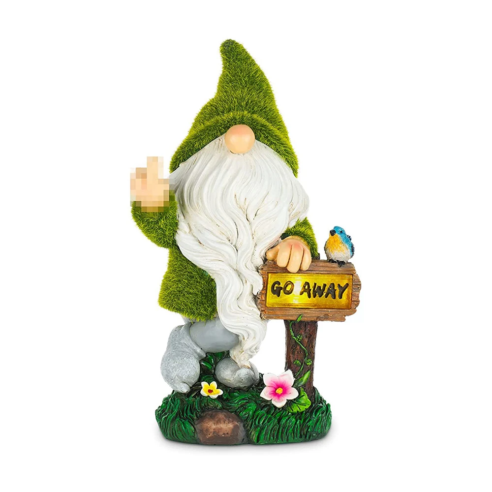 Naughty Middle Finger Garden Gnome Resin Garden Gnome Statue Outdoor