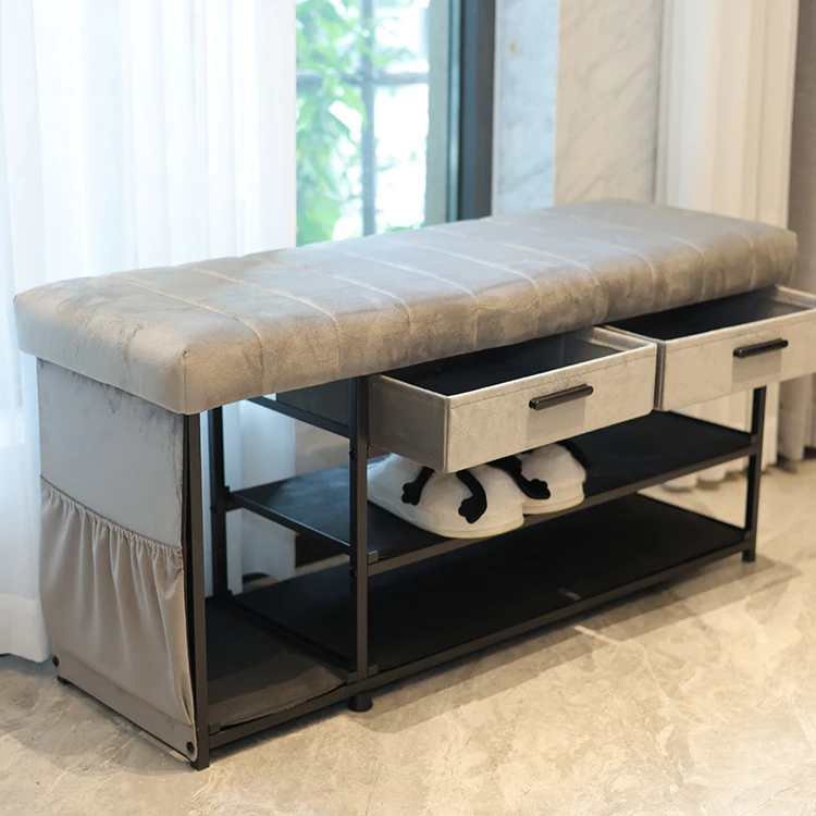 Customized Modern Metal Shoe Rack Bench Shoe Organizer SpaceSaver Modern Shoe Cabinet,seating Living Room Furniture