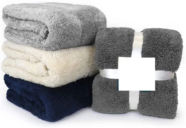 100% Polyester Soft Warm Sherpa Throw Flannel Fleece Blanket