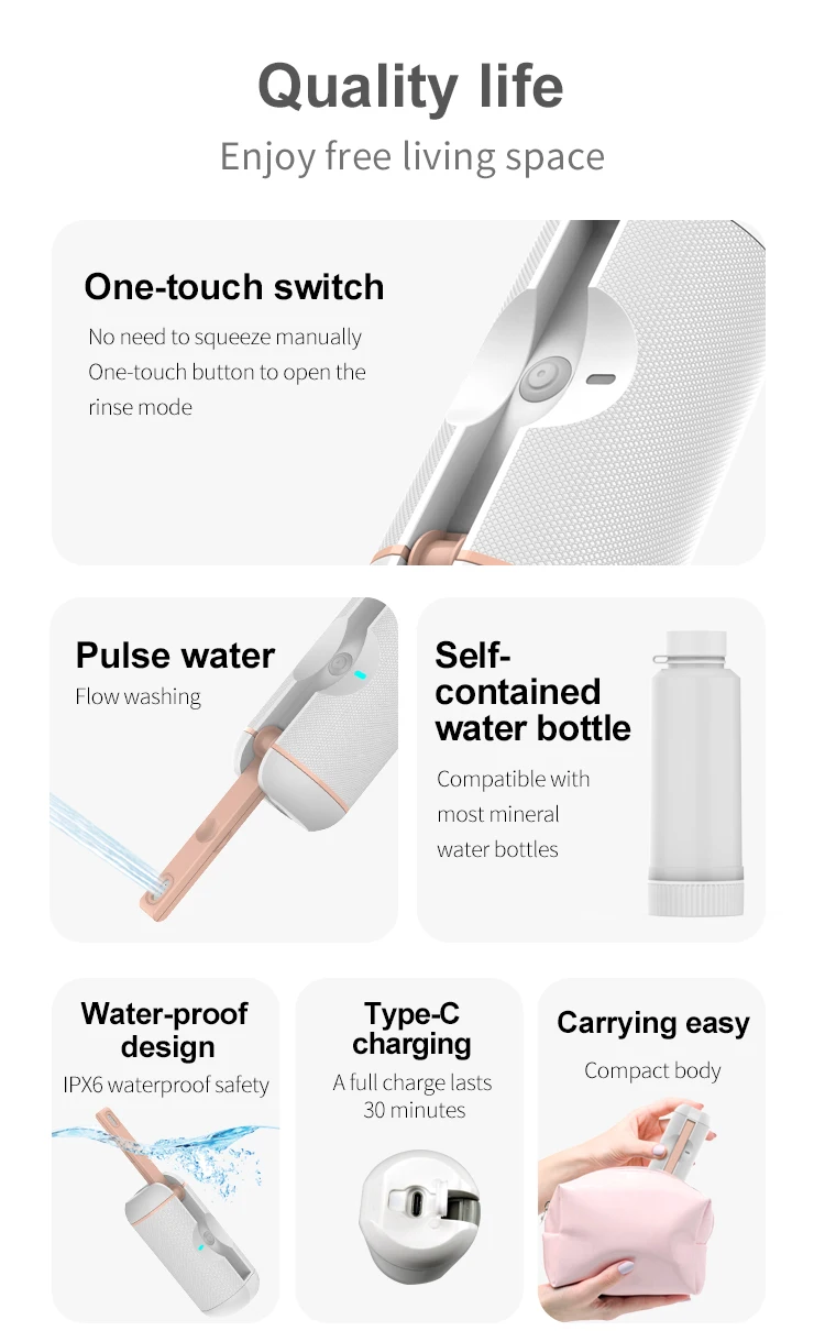 Rechargeable Electric Pocket Bidet Sprayer 500ml Portable Hygiene Washer for Toilet Cleaning Travel Baby Care Elderly Assistance supplier