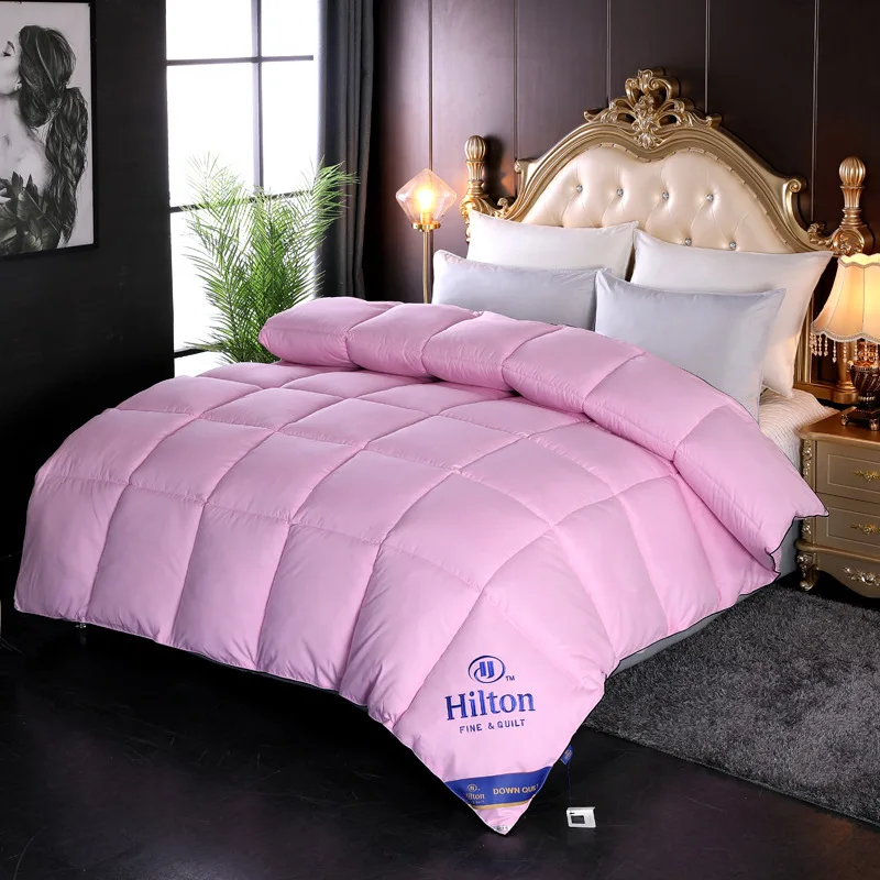 Careseen 羽毛布団掛け布団220*240cm ヒルトンホテル専用 Hilton-花の装飾が施された3D羽毛布団,柔らかい弾性枕,コア枕,シングル